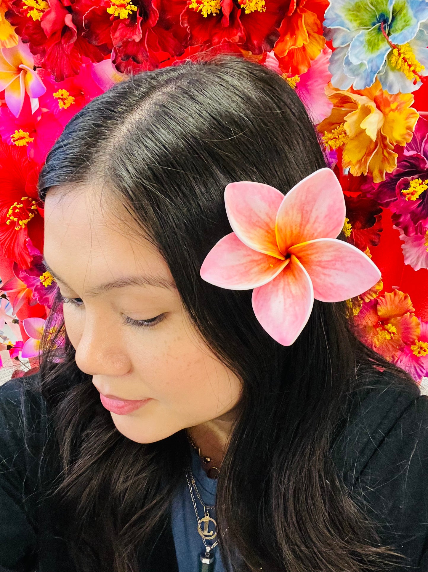 PLUMERIA Hair Flower Pink AOLFL013