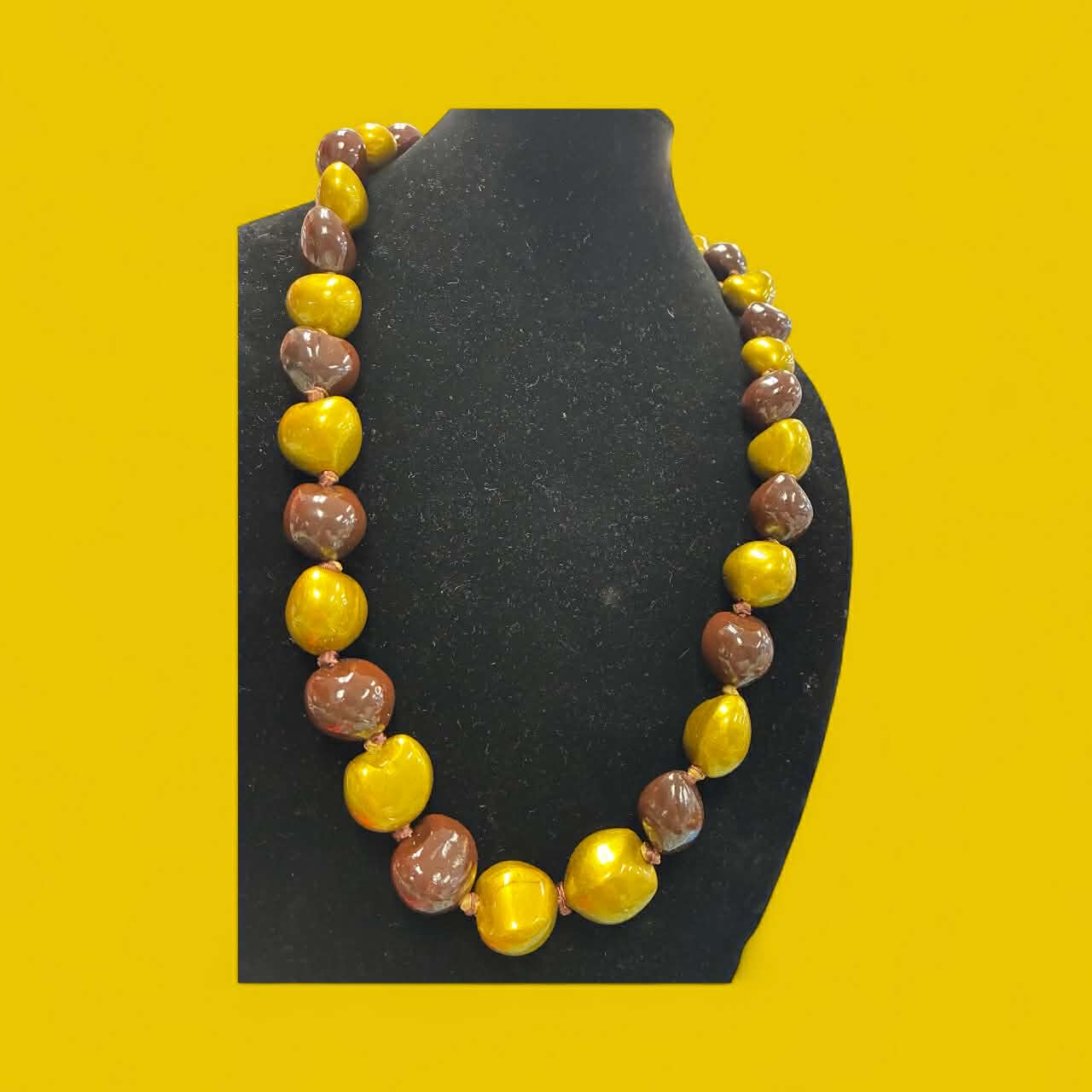 Authentic Kukui Nut Necklace 32” – Hawaiian Lei Jewelry | Gold & Brown