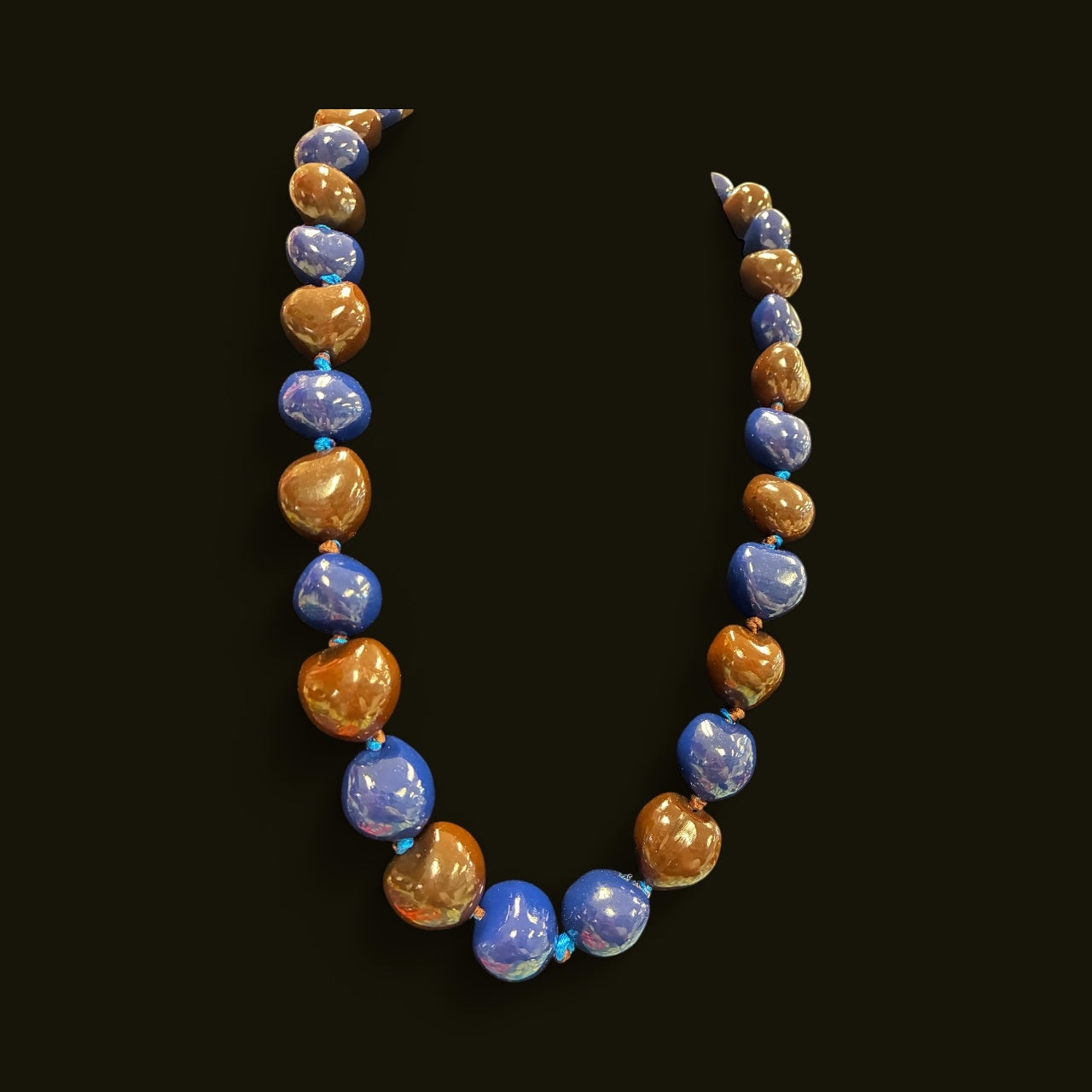 Authentic Kukui Nut Necklace 32” – Hawaiian Lei Jewelry | Blue & Brown