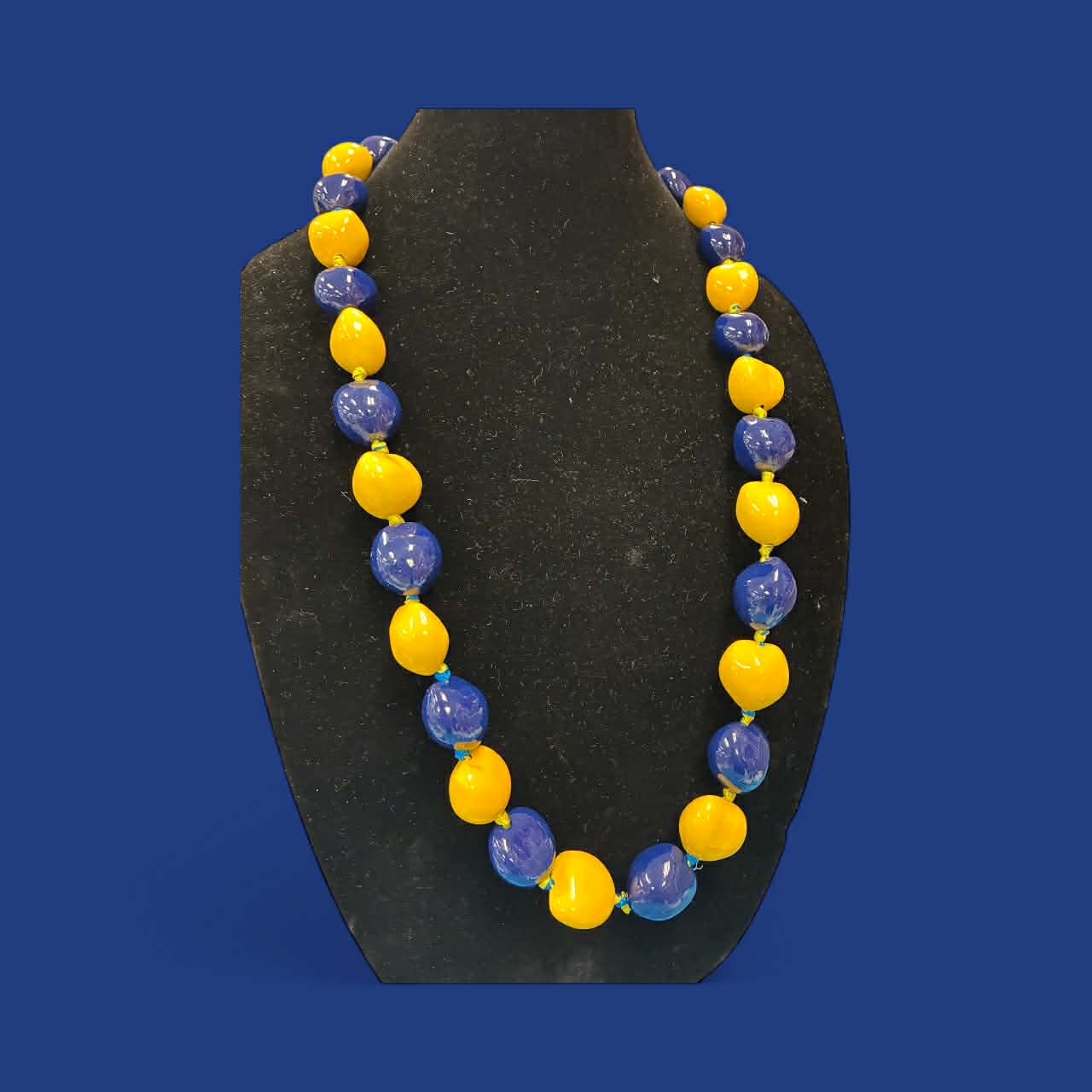 Authentic Kukui Nut Necklace 32” – Hawaiian Lei Jewelry | Yellow & Blue