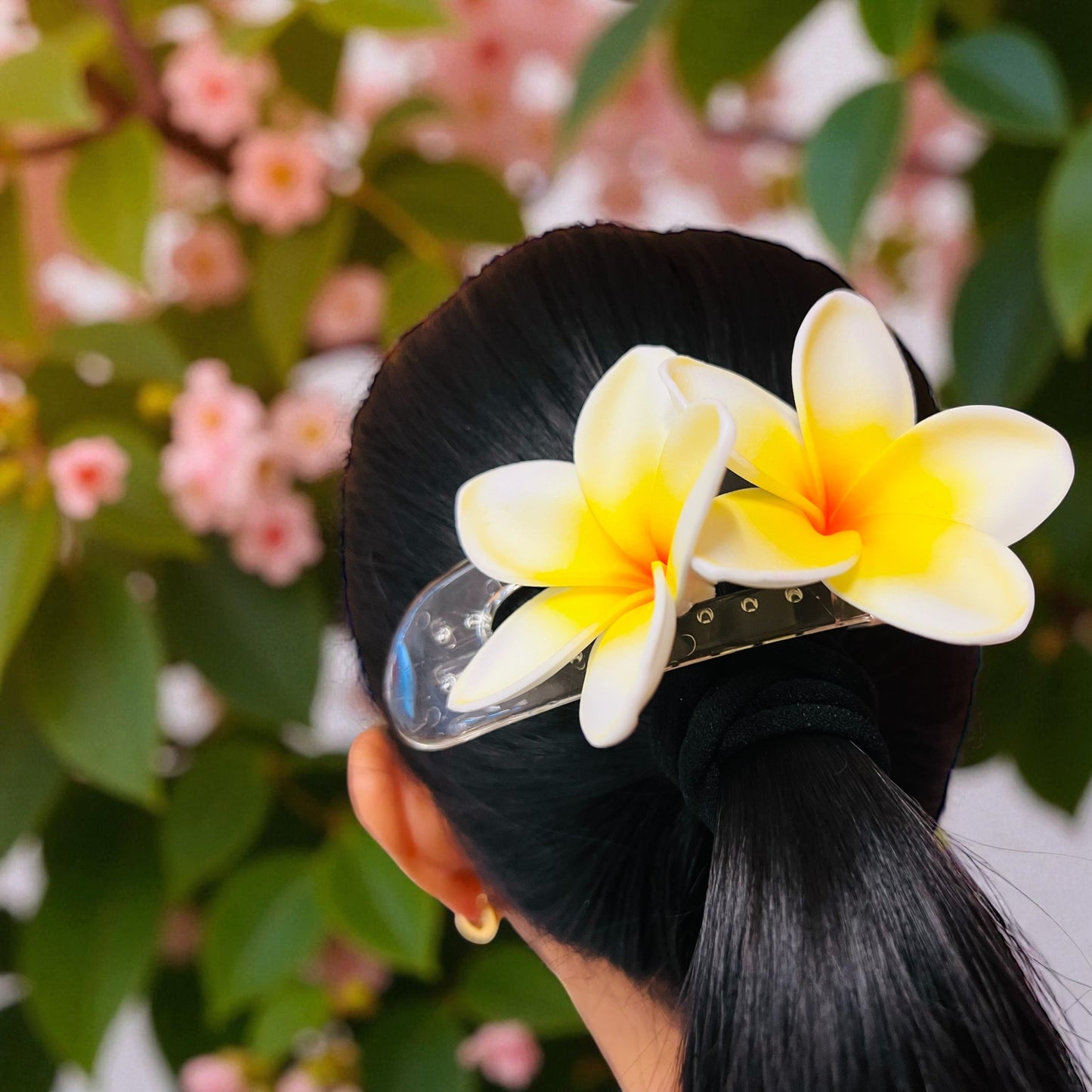 PLUMERIA Hair flower Clip White Yellow AOLFL015