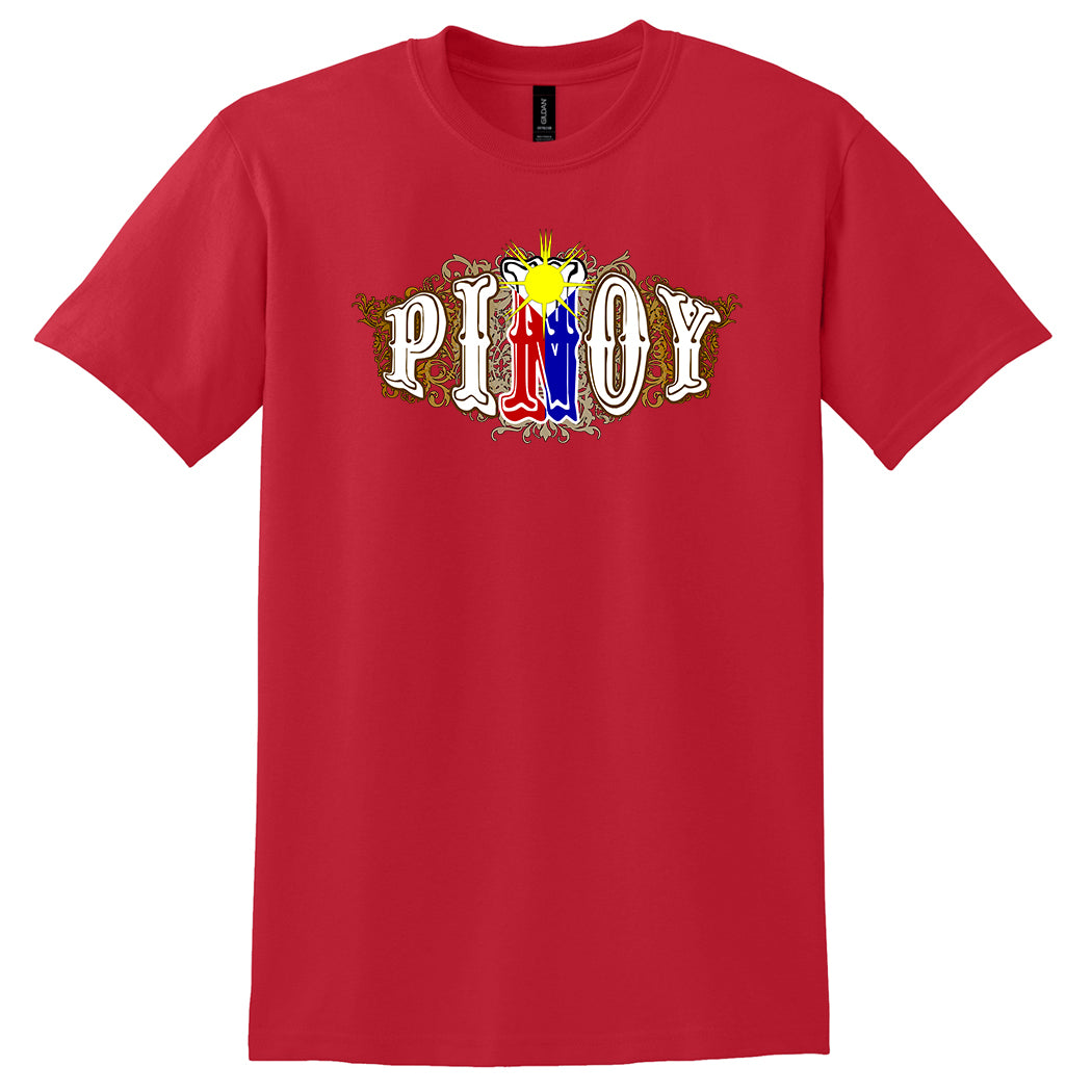 PINOY Pride Graphic T-Shirt – Filipino Heritage Streetwear Tee (Red) (FTSF3)