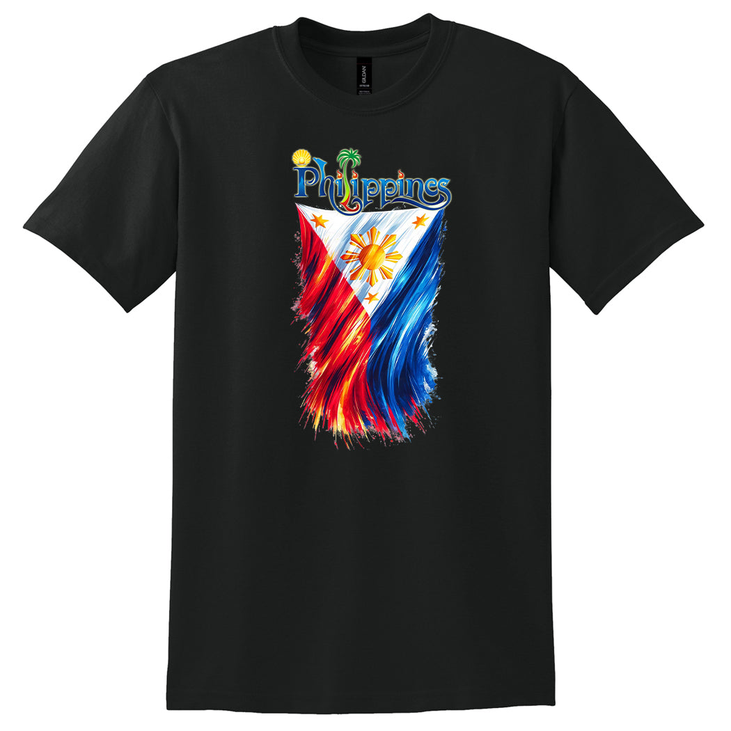 Filipino T-Shirt - Unisex Artistic brush-stroke Philippine flag design (FTSF4)