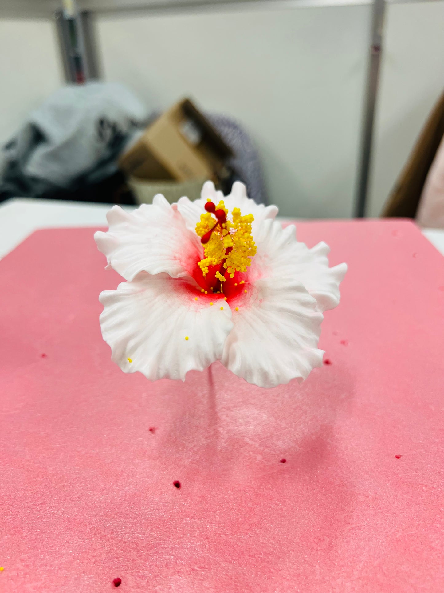 HIBISCUS Hair Flower White AOLFL026 (9cm)