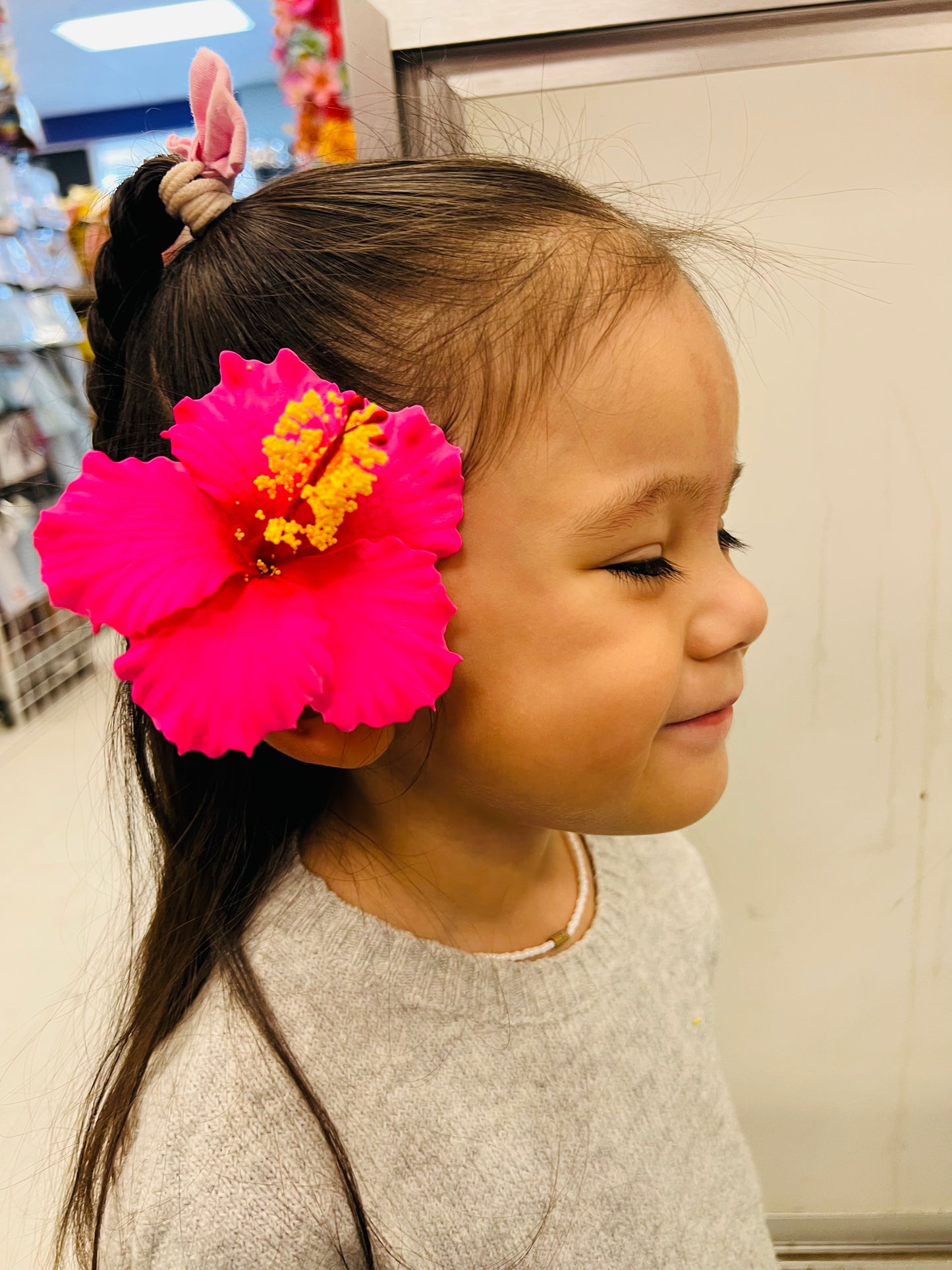 HIBISCUS Hair Flower Pink- AOLFL007 (9cm)