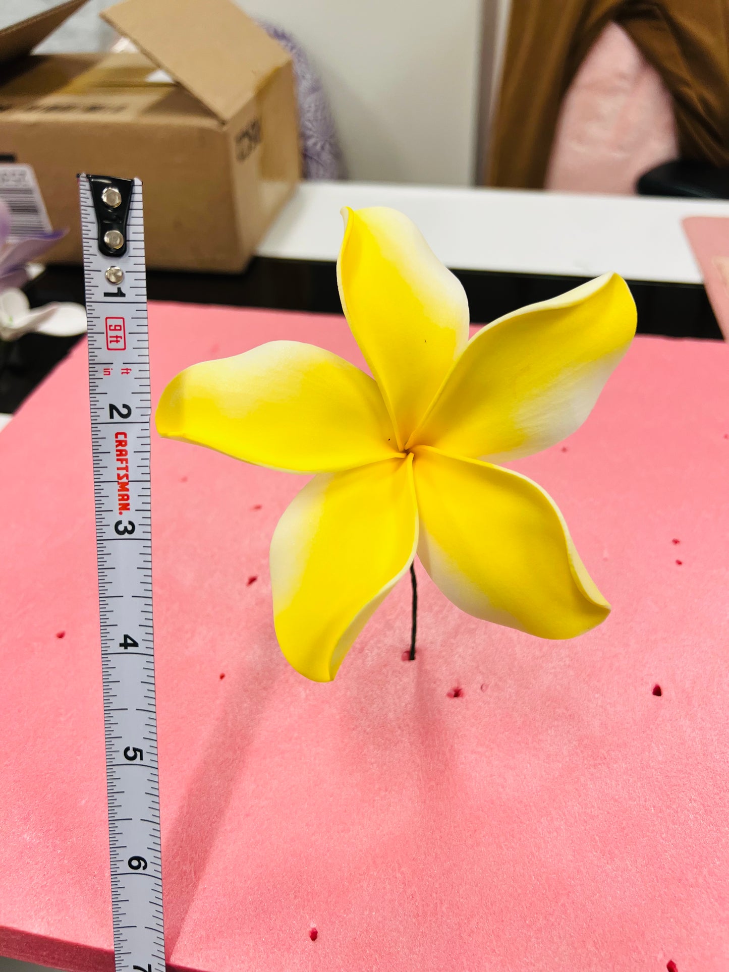 PLUMERIA Hair Flower Yellow White AOLFL009 (11cm)