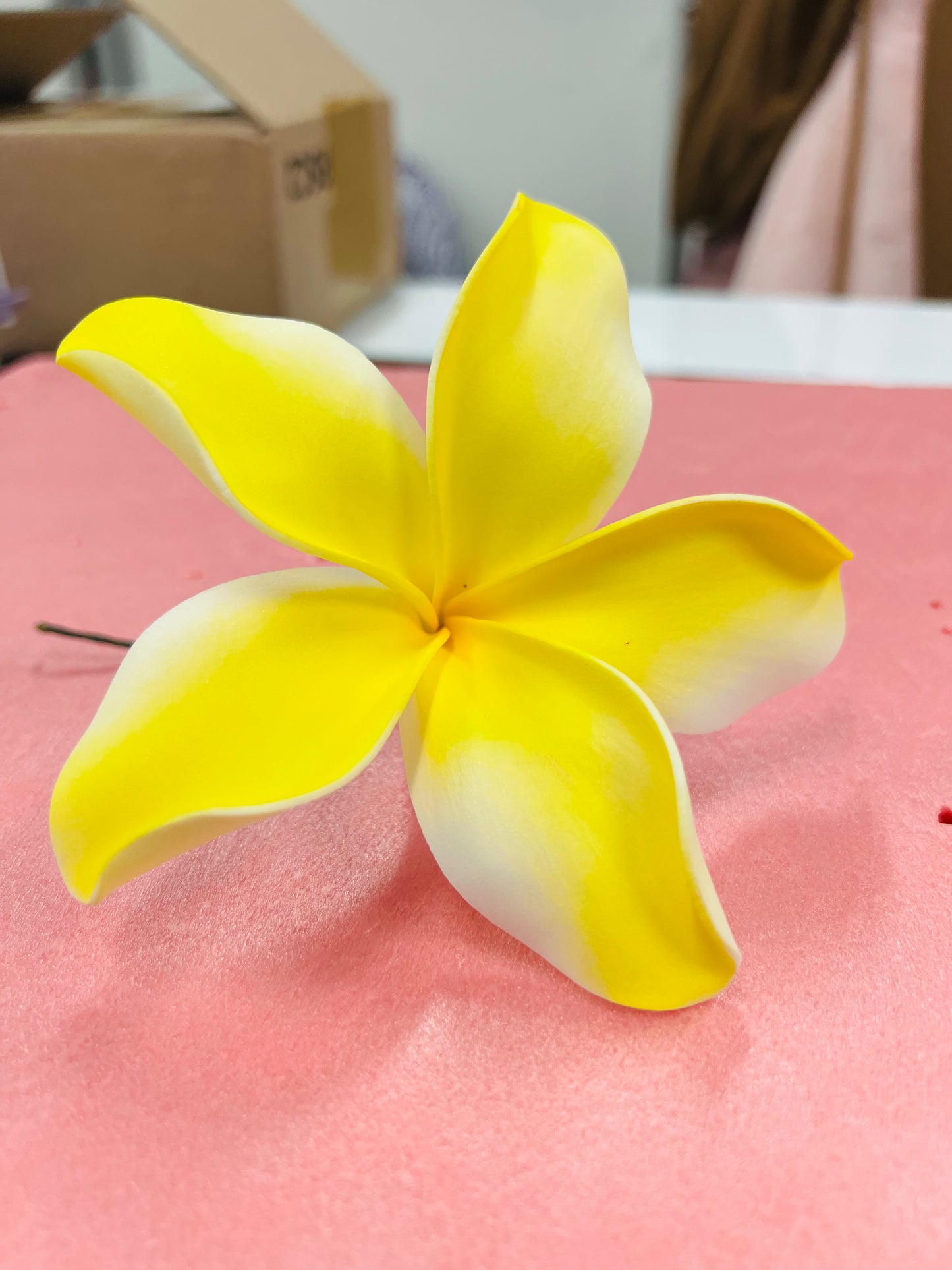 PLUMERIA Hair Flower Yellow White AOLFL009 (11cm)