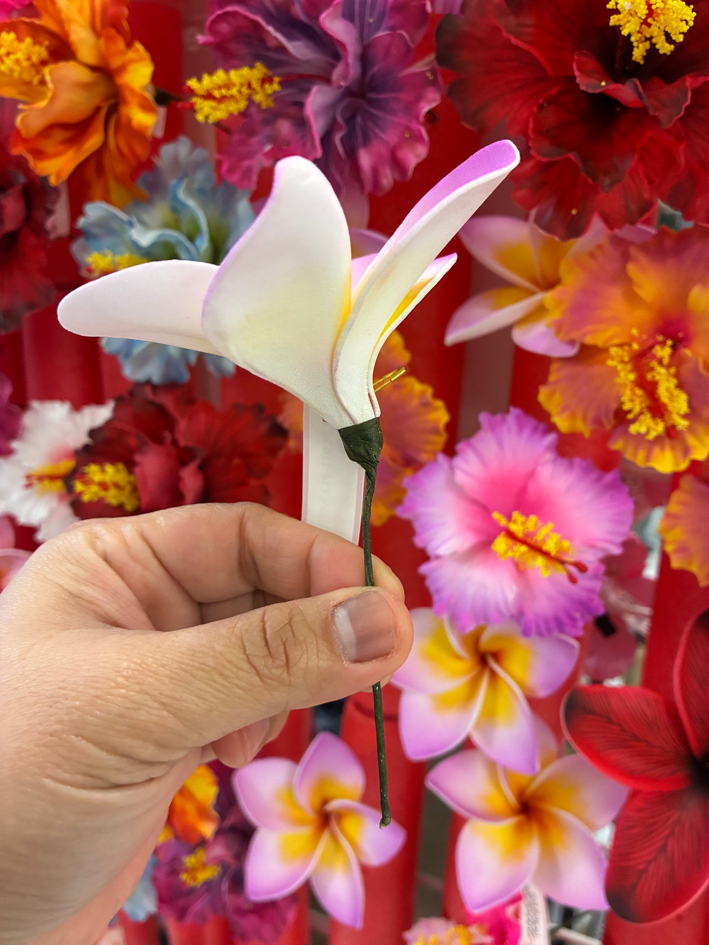 PLUMERIA Hair Flower Pink Yellow AOLFL011