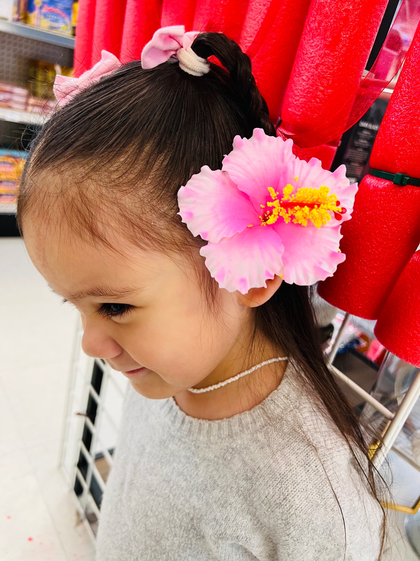 HIBISCUS Hair Flower Light Pink AOLFL027 - (9cm)