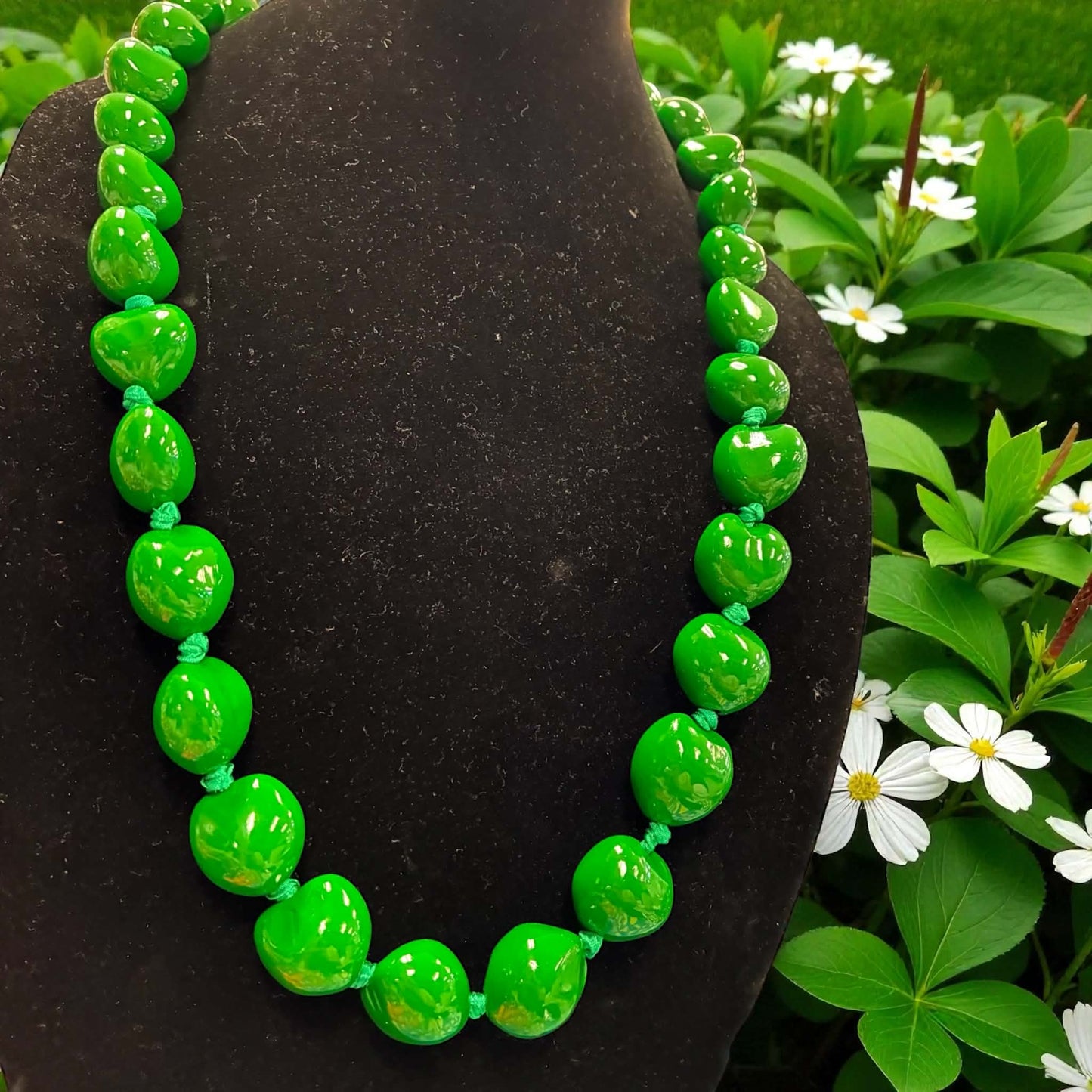 Authentic Kukui Nut Necklace 32” – Hawaiian Lei Jewelry | Dark Green