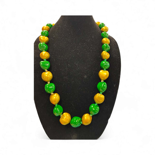 Authentic Kukui Nut Necklace 32” – Hawaiian Lei Jewelry | Gold & Green