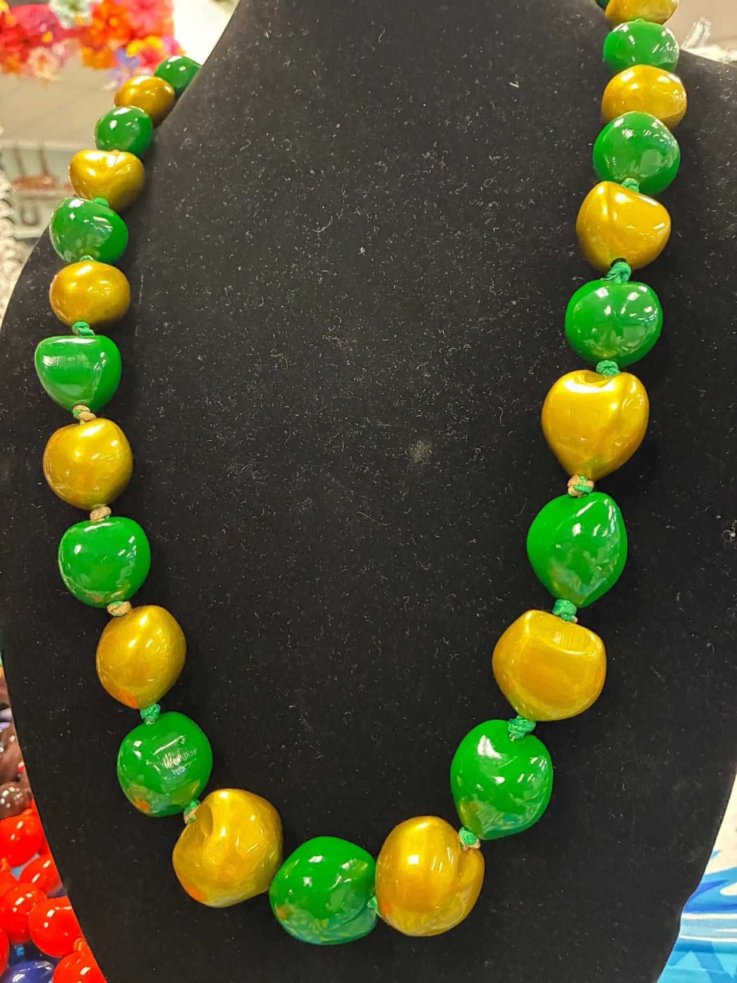Authentic Kukui Nut Necklace 32” – Hawaiian Lei Jewelry | Gold & Green