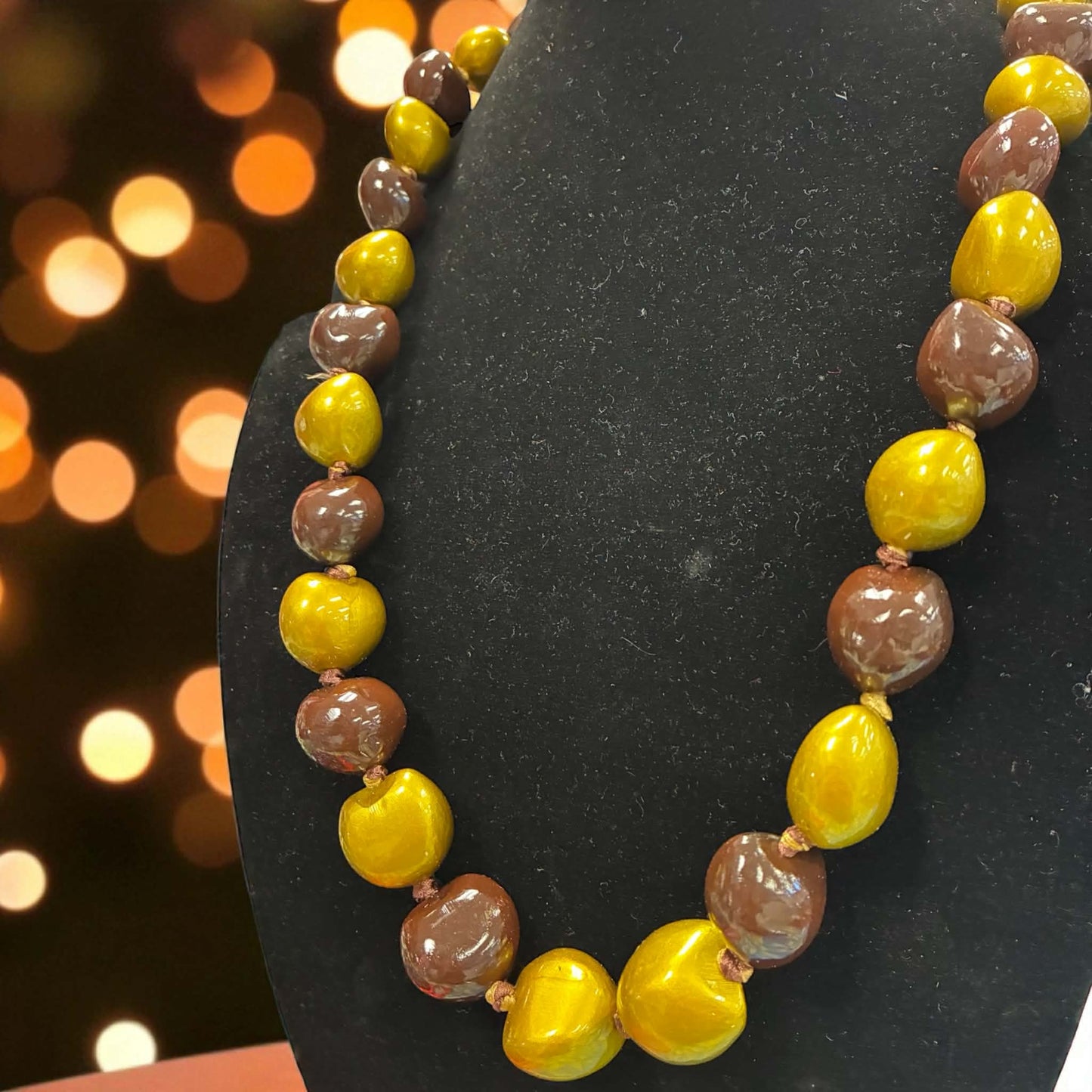 Authentic Kukui Nut Necklace 32” – Hawaiian Lei Jewelry | Gold & Brown