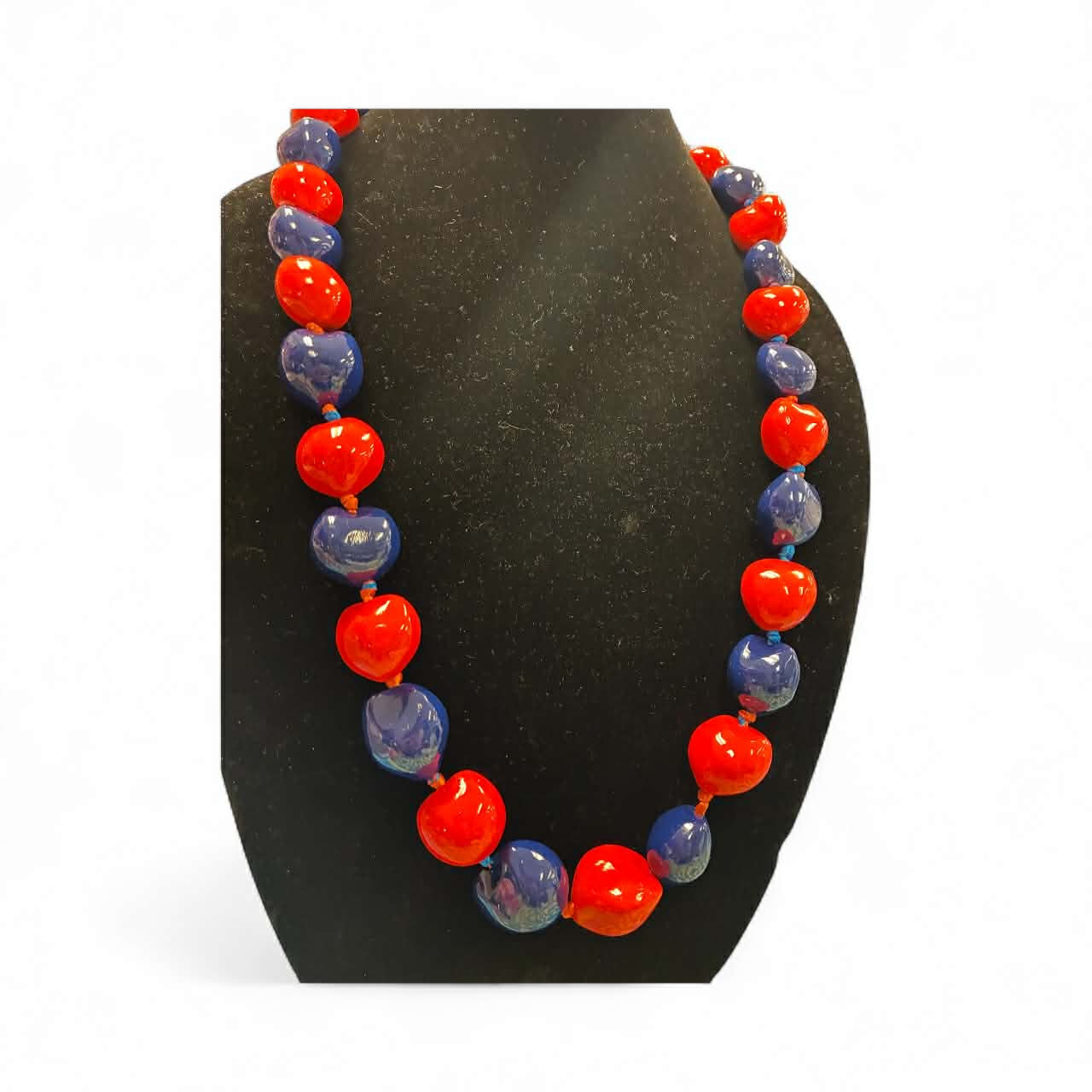 Authentic Kukui Nut Necklace 32” – Hawaiian Lei Jewelry | Orange & Blue
