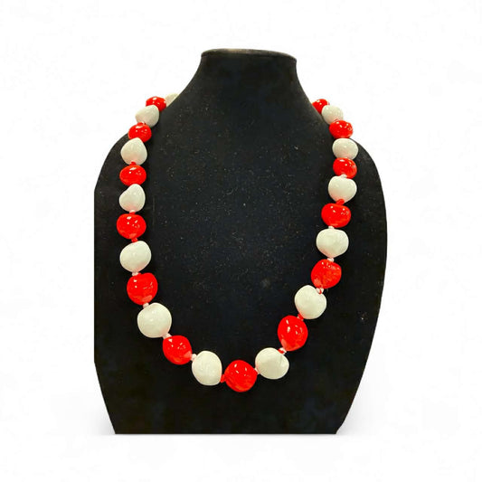 Authentic Kukui Nut Necklace 32” – Hawaiian Lei Jewelry | White & Red