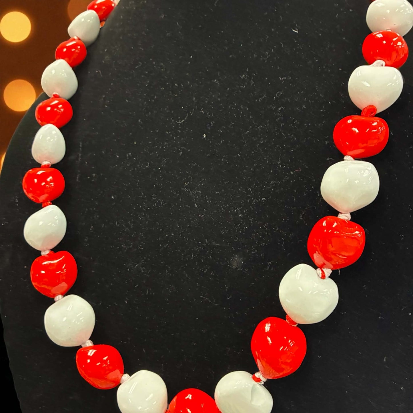 Authentic Kukui Nut Necklace 32” – Hawaiian Lei Jewelry | White & Red