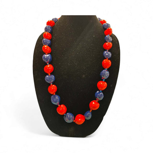 Authentic Kukui Nut Necklace 32” – Hawaiian Lei Jewelry | Red & Blue