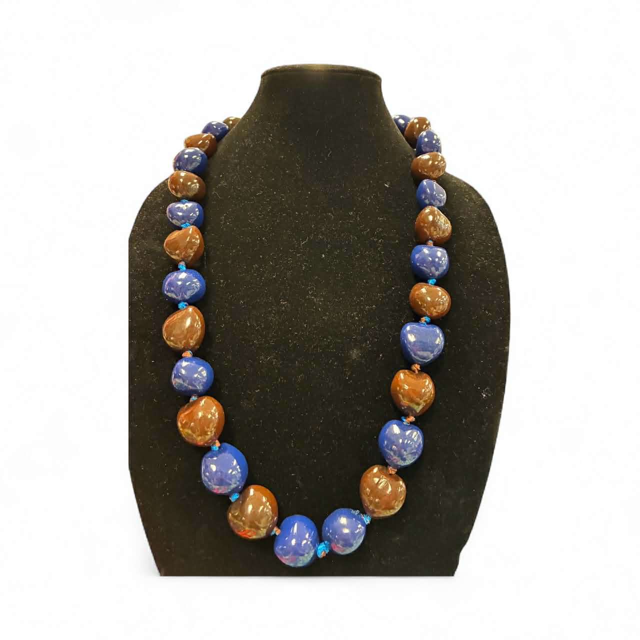 Authentic Kukui Nut Necklace 32” – Hawaiian Lei Jewelry | Blue & Brown