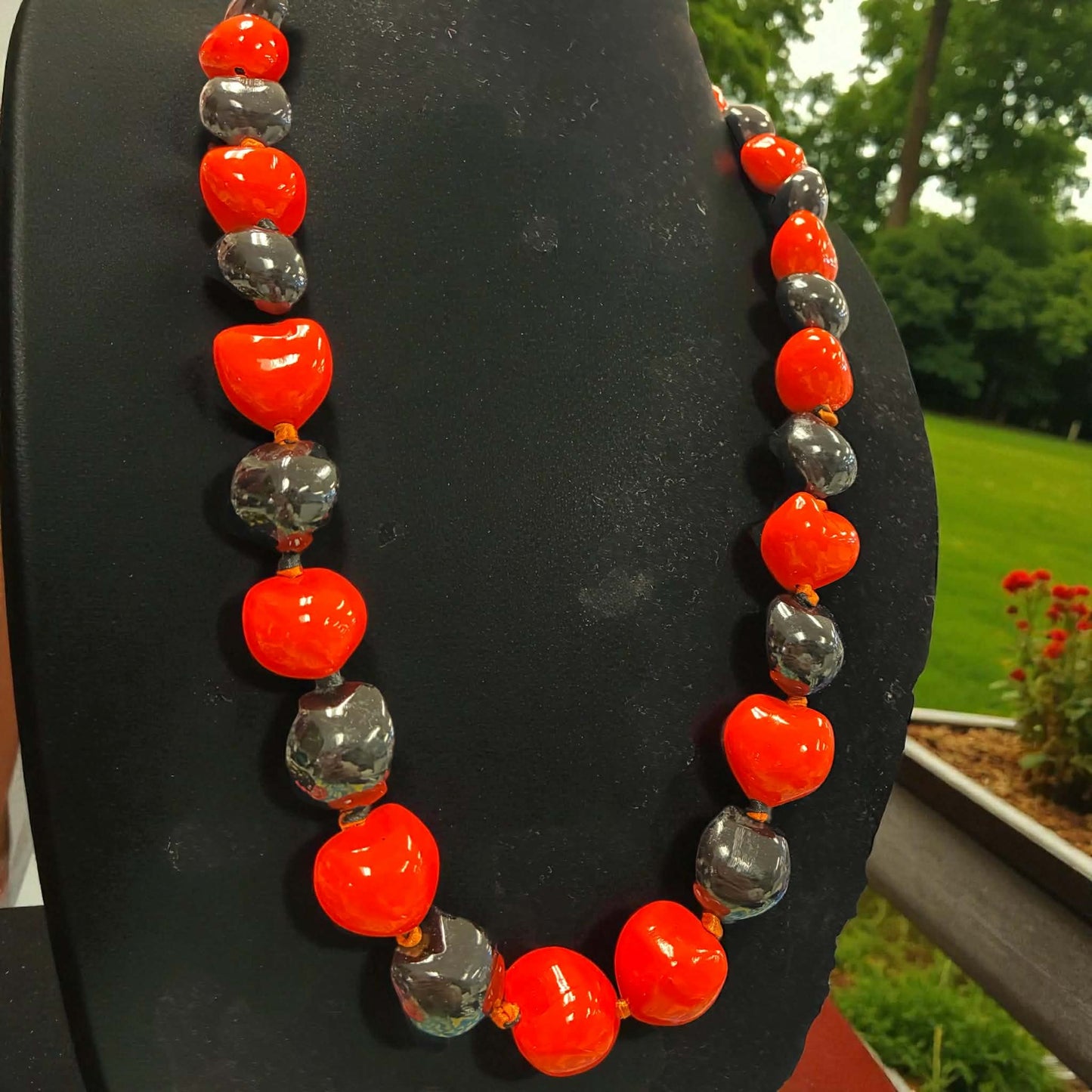 Authentic Kukui Nut Necklace 32” – Hawaiian Lei Jewelry | Black and Red