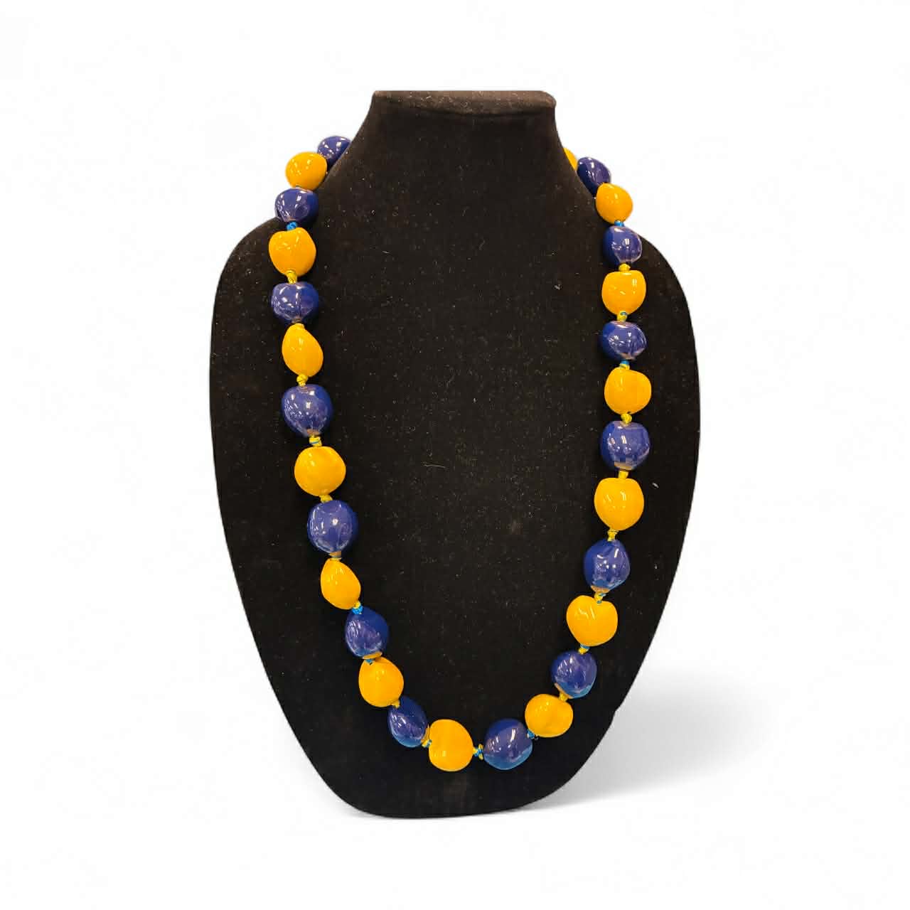 Authentic Kukui Nut Necklace 32” – Hawaiian Lei Jewelry | Yellow & Blue