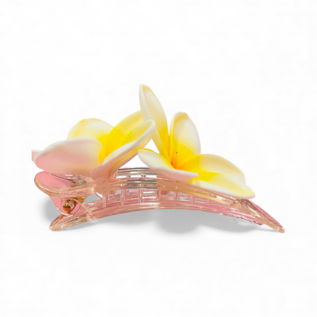 PLUMERIA Hair flower Clip White Yellow AOLFL015