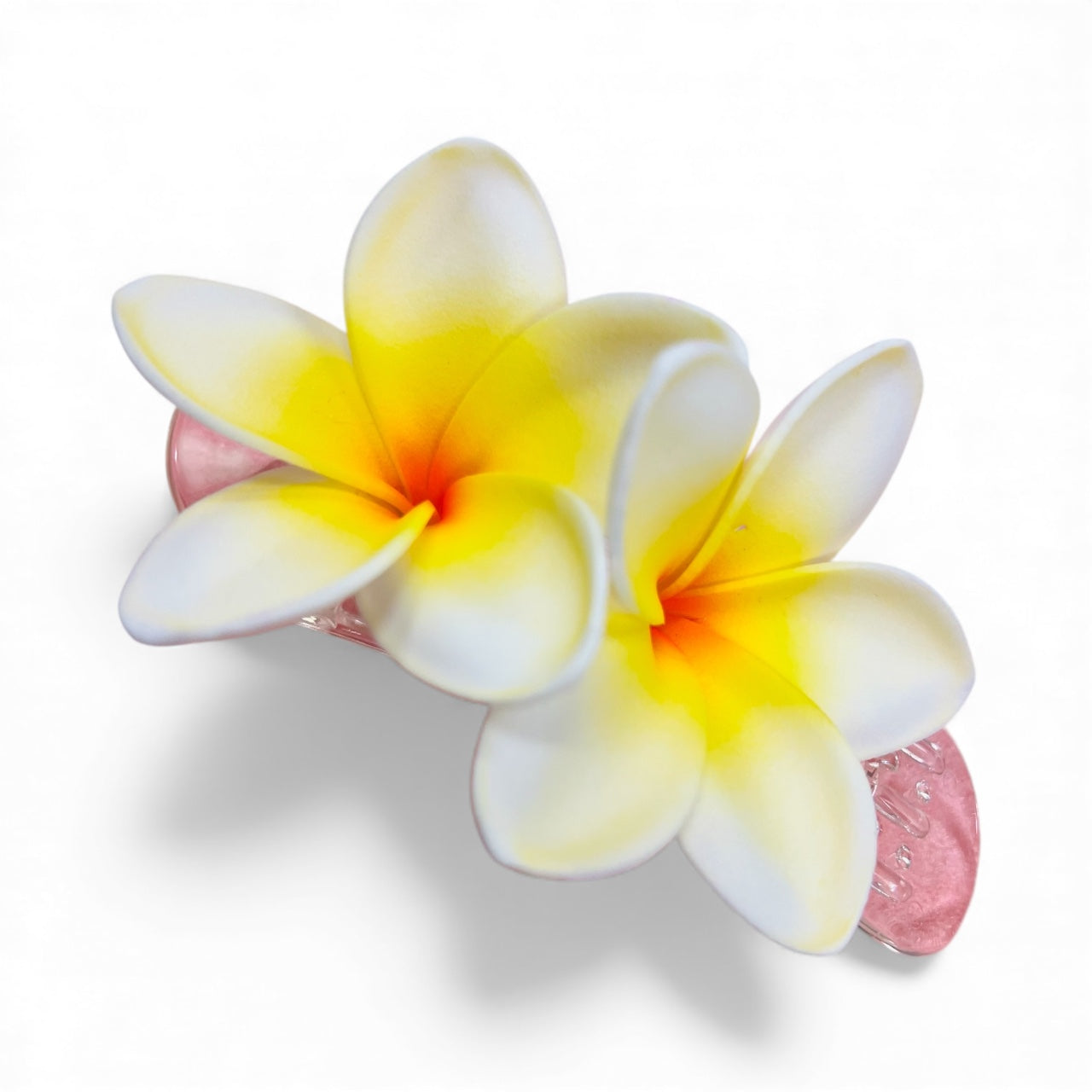 PLUMERIA Hair flower Clip White Yellow AOLFL015