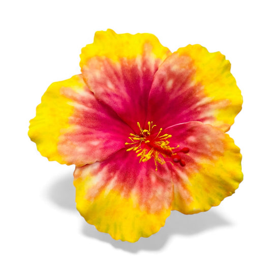 HIBISCUS Hair Flower yellow red- AOLFL006 (9cm)