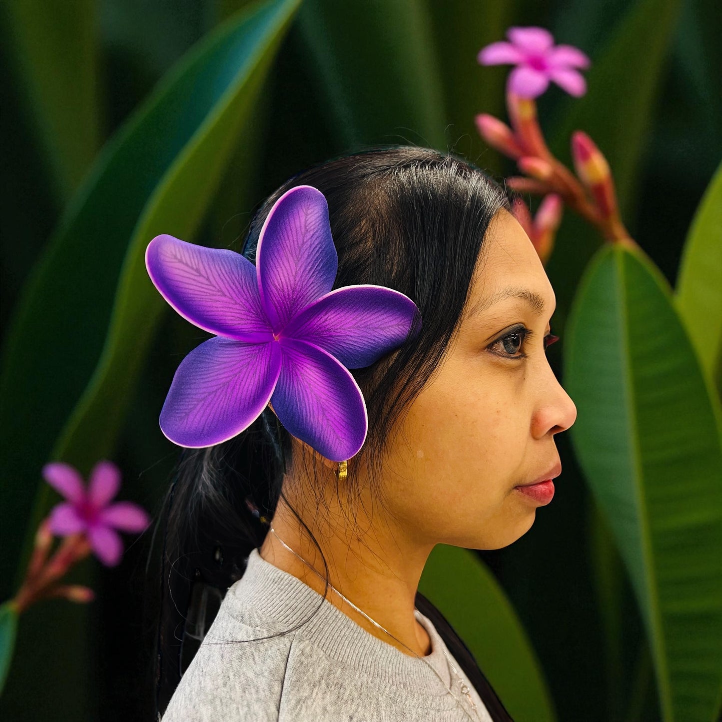PLUMERIA Hair Flower Fuchsia AOLFL021 (11cm)