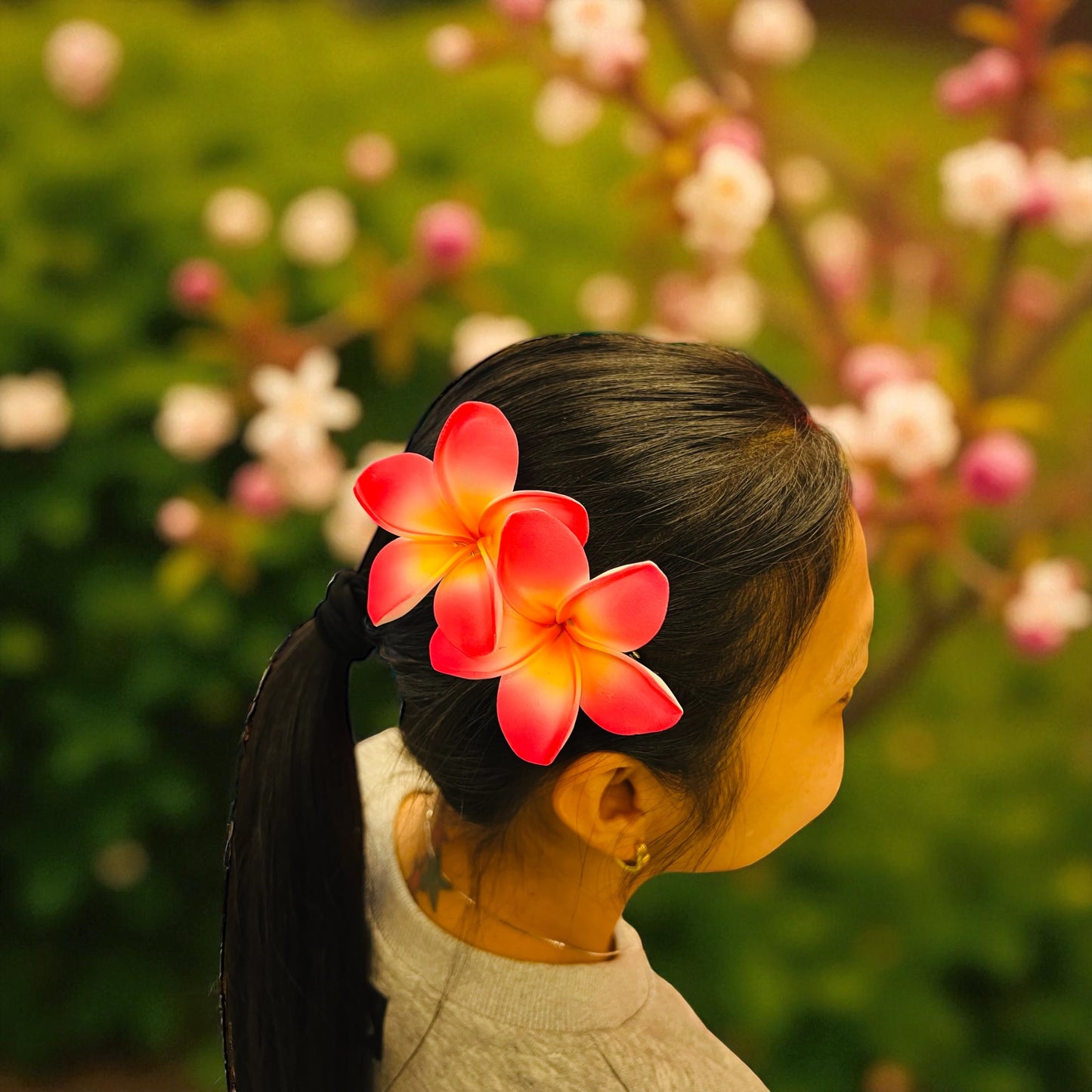 PLUMERIA Flower Hair Clip Pink AOLFL014