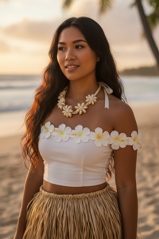 Handcrafted Island Shell Flower Necklace Set (ASSS01)