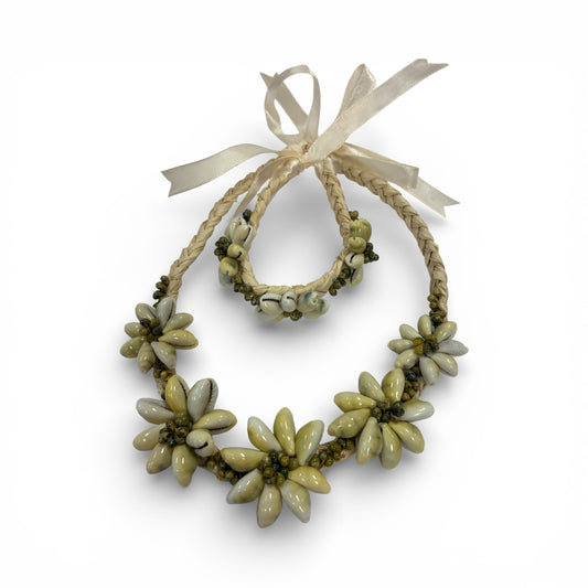 Handcrafted Island Shell Flower Necklace Set (ASSS06)