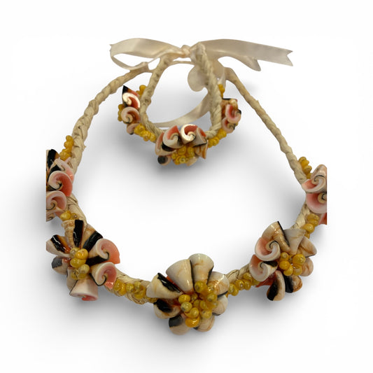Handcrafted Island Shell Flower Necklace Set (ASSS012)