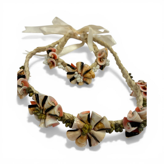 Handcrafted Island Shell Flower Necklace Set (ASSS015)