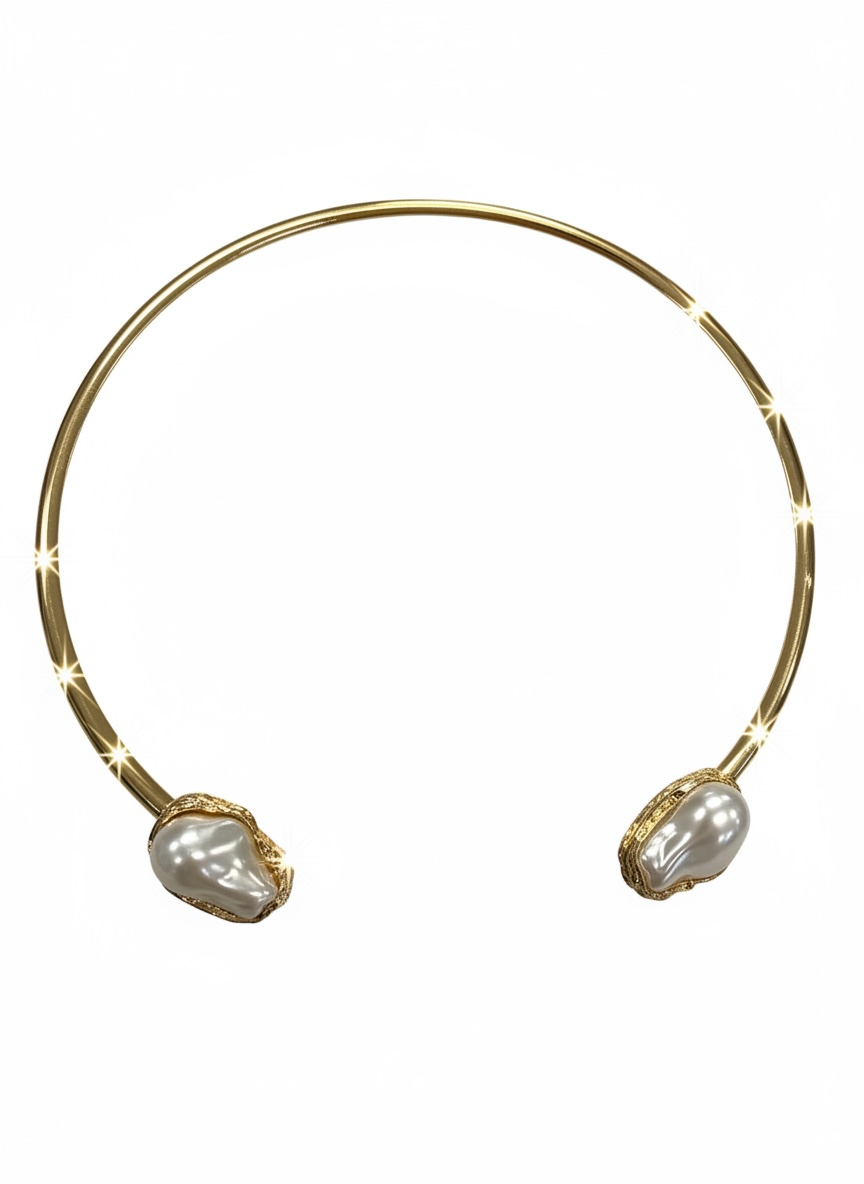 Baroque Pearl Open Choker Necklace | Fashion Gold Finish (BPOCNGF01)