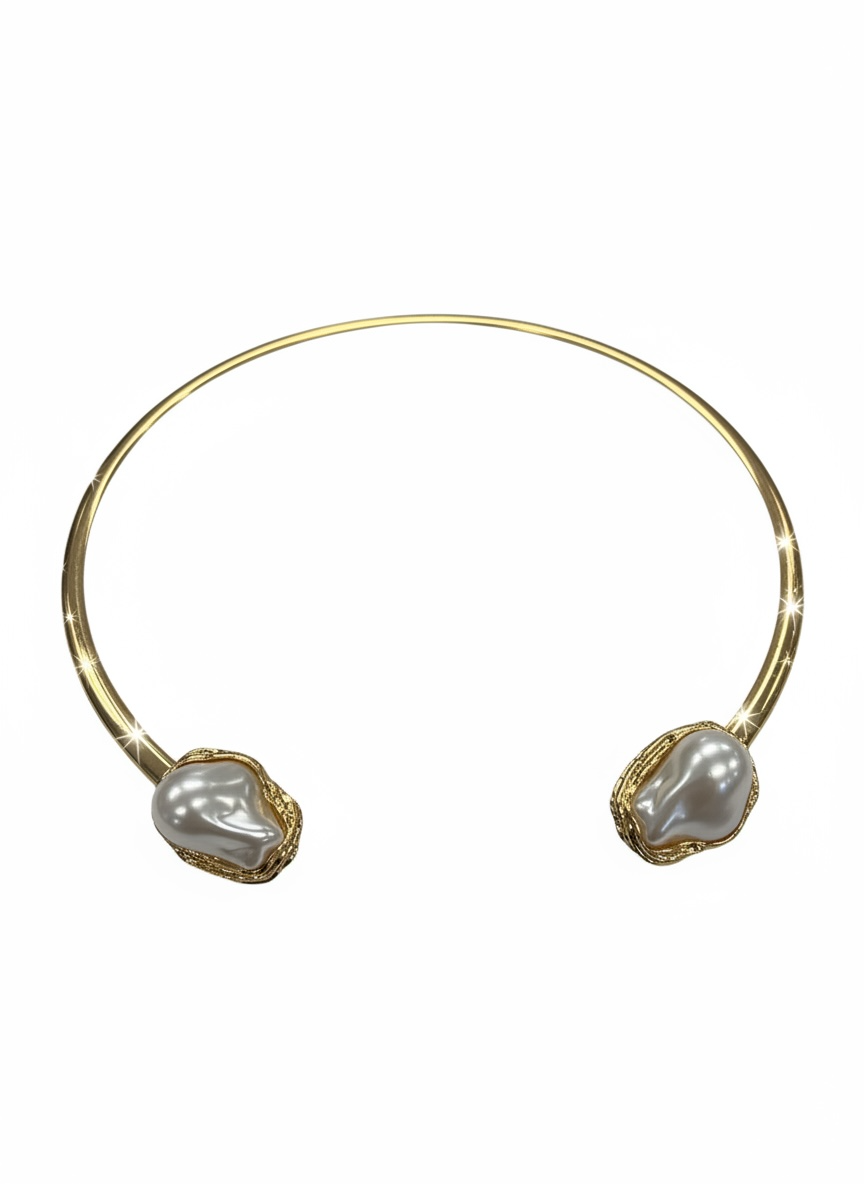 Baroque Pearl Open Choker Necklace | Fashion Gold Finish (BPOCNGF01)