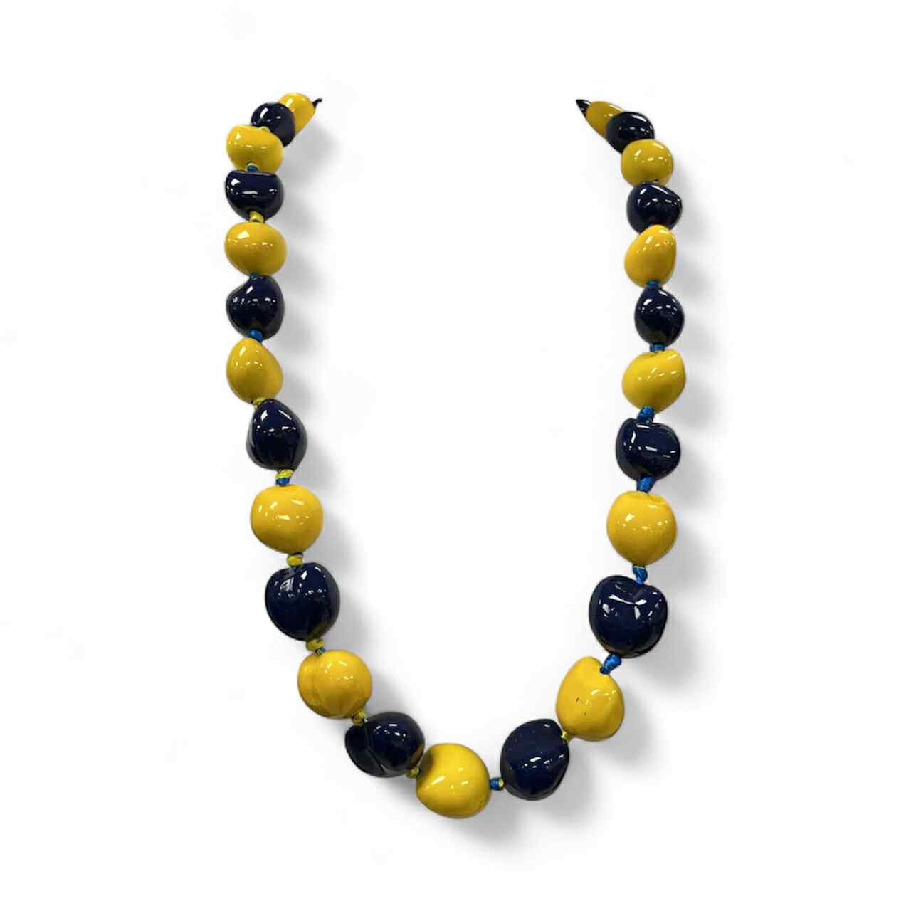 Authentic Kukui Nut Necklace 32” – Hawaiian Lei Jewelry | Yellow & Blue