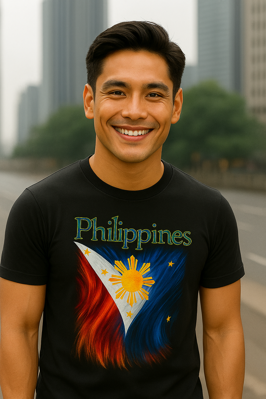 Filipino T-Shirt - Unisex Artistic brush-stroke Philippine flag design (FTSF4)