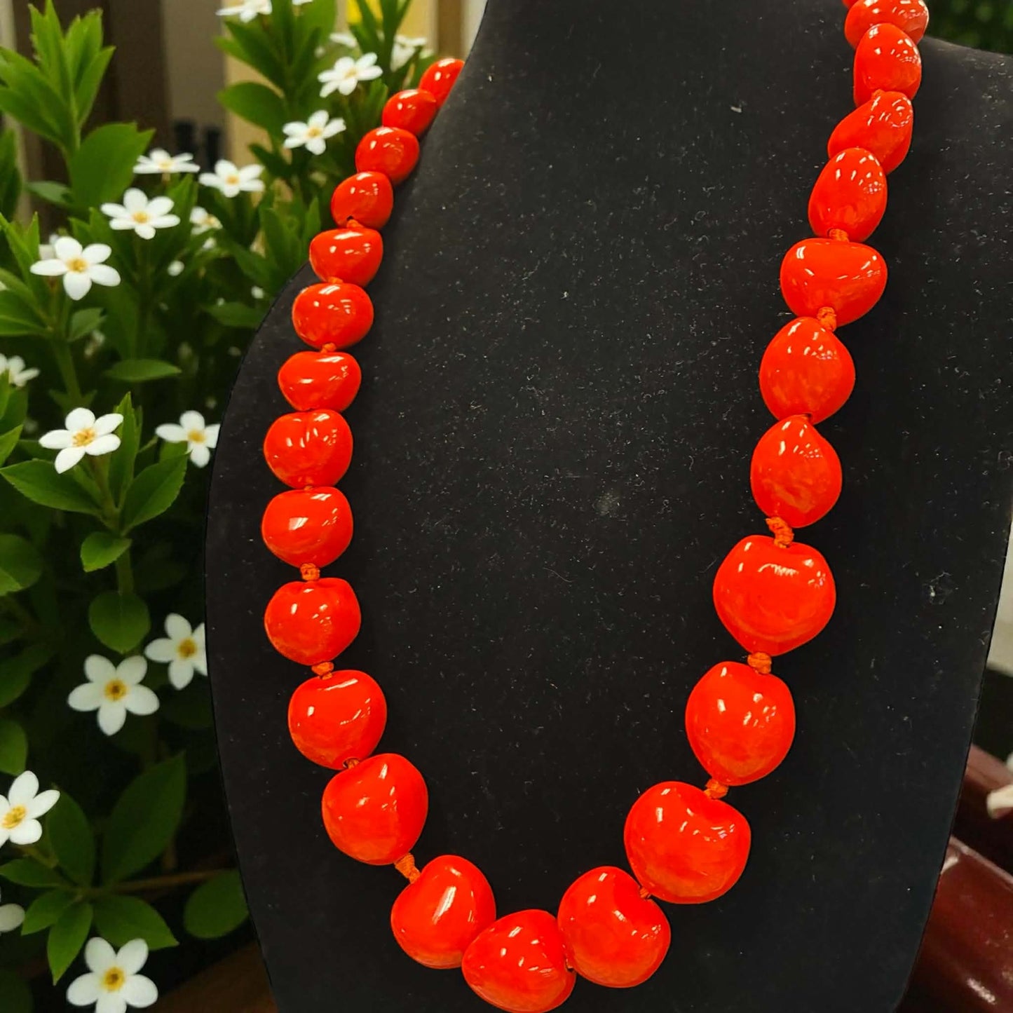Authentic Kukui Nut Necklace 32” – Hawaiian Lei Jewelry | Orange